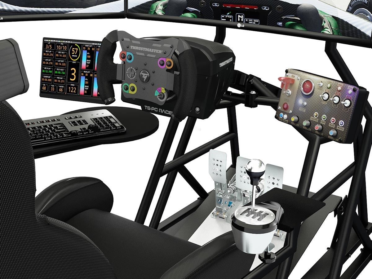 a racing sim on a Obutto Gaming Cockpit