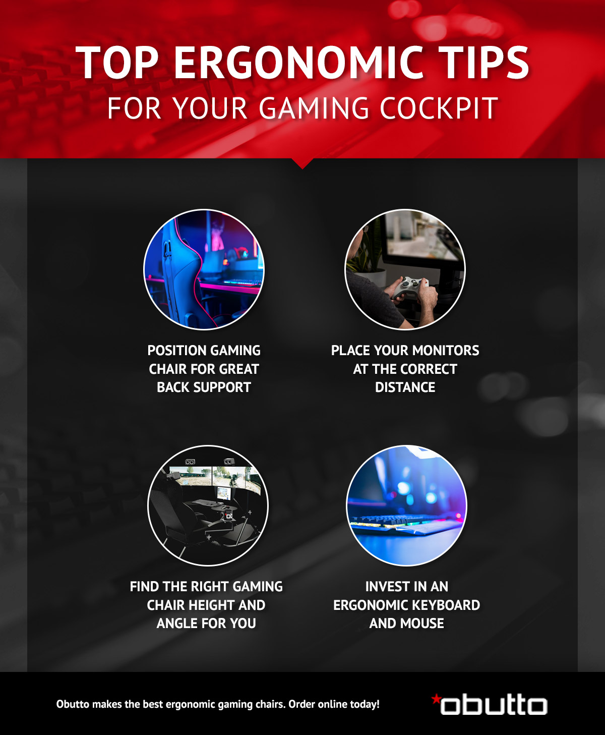 Top Ergonomic Tips for your Gaming Cockpit infographic 